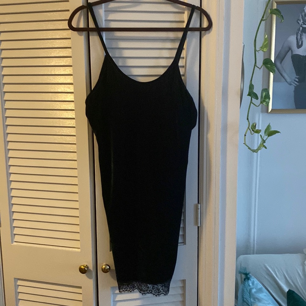 NAANAA low back velvet dress with lace details, sz M